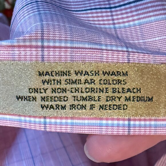 Roundtree & York Gold Label 2XT Men’s Button-Down Shirt –Pink/White/Blue Plaid - Picture 4 of 6